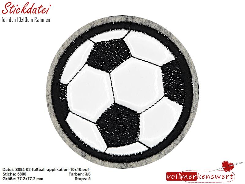 Stickdatei Fußball - Applikation für 10x10cm Stickrahmen S094-02